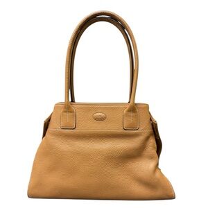 TOD’S Camel Brown Hammered Leather Girelli Top Handle Tote Bag Auth